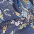 Indigo Navy Blue Leaf Cotton Voile Fabric 110cm