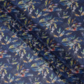 Indigo Navy Blue Leaf Cotton Voile Fabric 110cm