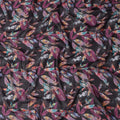 Dark Charcoal Black Leaf Cotton Voile Fabric 110cm