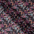 Dark Charcoal Black Leaf Cotton Voile Fabric 110cm