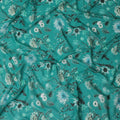 Teal Emerald Green Floral Cotton Voile Fabric 110cm
