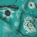 Teal Emerald Green Floral Cotton Voile Fabric 110cm