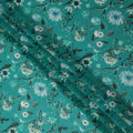 Teal Emerald Green Floral Cotton Voile Fabric 110cm