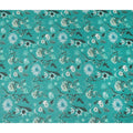 Teal Emerald Green Floral Cotton Voile Fabric 110cm