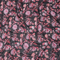 Charcoal Black Floral Cotton Voile Fabric 110cm