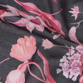 Charcoal Black Floral Cotton Voile Fabric 110cm