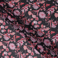 Charcoal Black Floral Cotton Voile Fabric 110cm