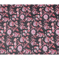 Charcoal Black Floral Cotton Voile Fabric 110cm