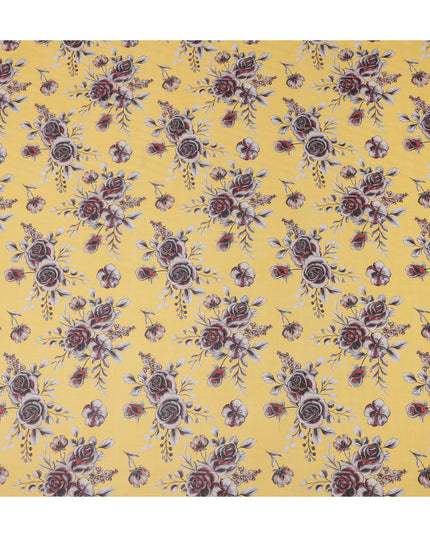 Bright Sunshine Yellow Floral Cotton Voile Fabric 110cm