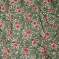 Olive Sage Green Floral Cotton Voile Fabric 110cm