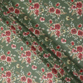 Olive Sage Green Floral Cotton Voile Fabric 110cm