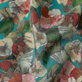 Blue Floral Viscose Crepe Fabric 110cm