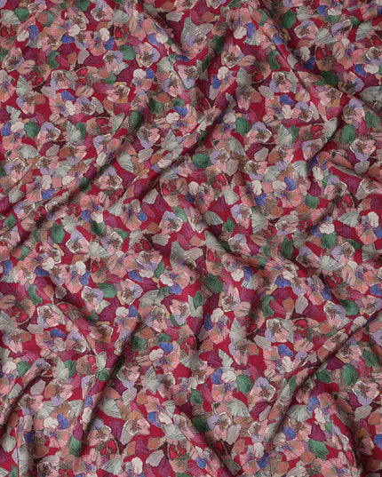 Red Floral Viscose Crepe Fabric 110cm