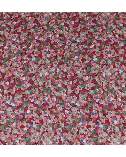 Red Floral Viscose Crepe Fabric 110cm