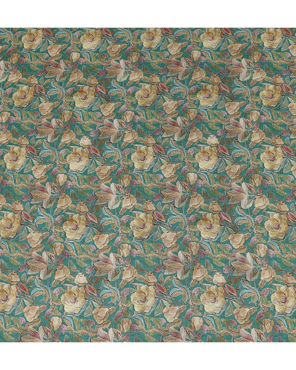 Green Floral Viscose Crepe Fabric 110cm