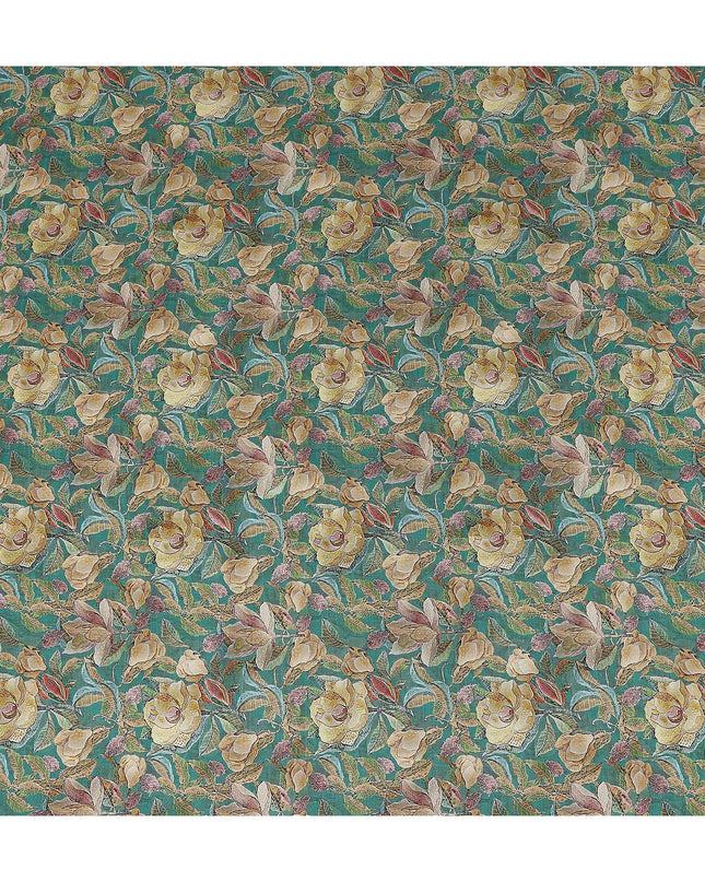 Green Floral Viscose Crepe Fabric 110cm