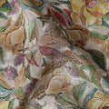 Beige Floral Viscose Crepe Fabric 110cm
