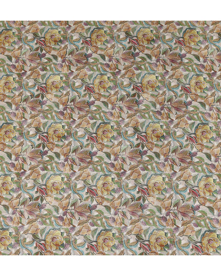 Beige Floral Viscose Crepe Fabric 110cm