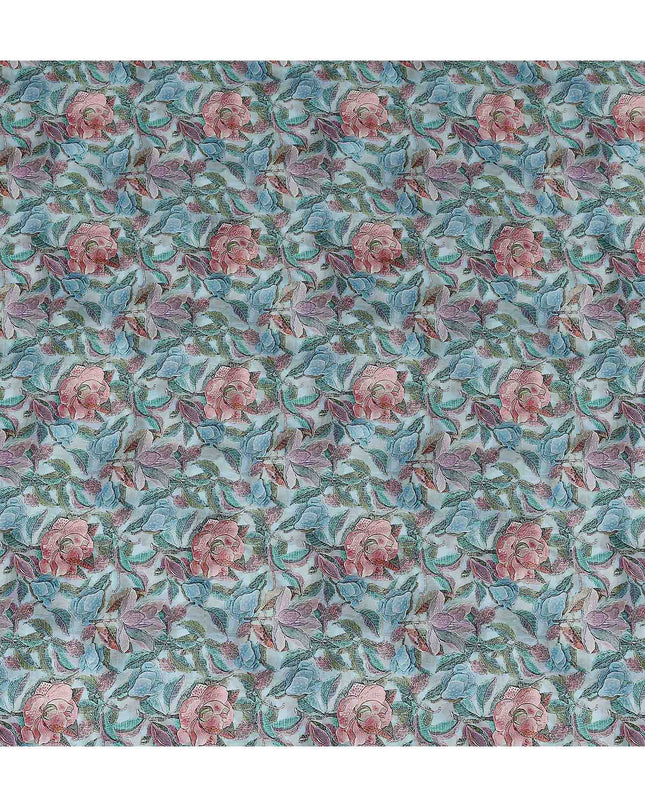 Green Floral Viscose Crepe Fabric 110cm