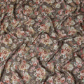 Brown Floral Viscose Crepe Fabric 110cm