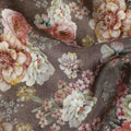 Brown Floral Viscose Crepe Fabric 110cm