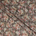 Brown Floral Viscose Crepe Fabric 110cm
