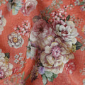 Orange Floral Viscose Crepe Fabric 110cm