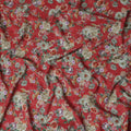 Red Floral Viscose Crepe Fabric 110cm