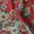 Red Floral Viscose Crepe Fabric 110cm