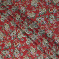 Red Floral Viscose Crepe Fabric 110cm