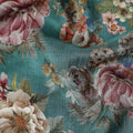 Green Floral Viscose Crepe Fabric 110cm