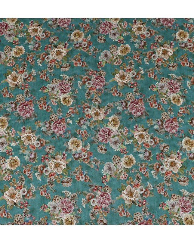Green Floral Viscose Crepe Fabric 110cm