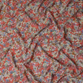 Orange Floral Viscose Crepe Fabric 110cm