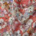 Orange Floral Viscose Crepe Fabric 110cm
