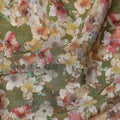 Green Floral Viscose Crepe Fabric 110cm
