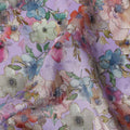 Purple Floral Viscose Crepe Fabric 110cm