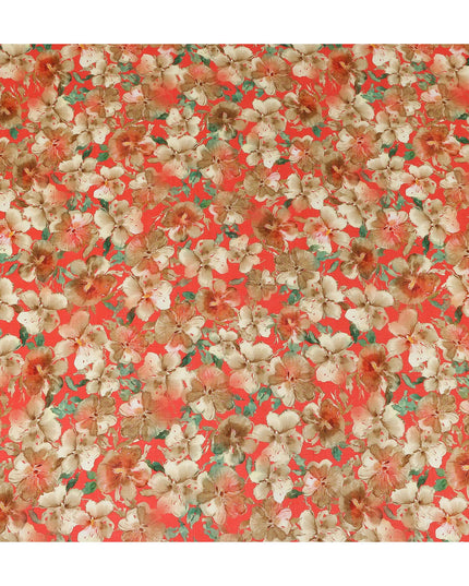 Red Floral Viscose Crepe Fabric 110cm