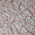 White Floral Viscose Crepe Fabric 110cm