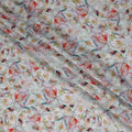 White Floral Viscose Crepe Fabric 110cm