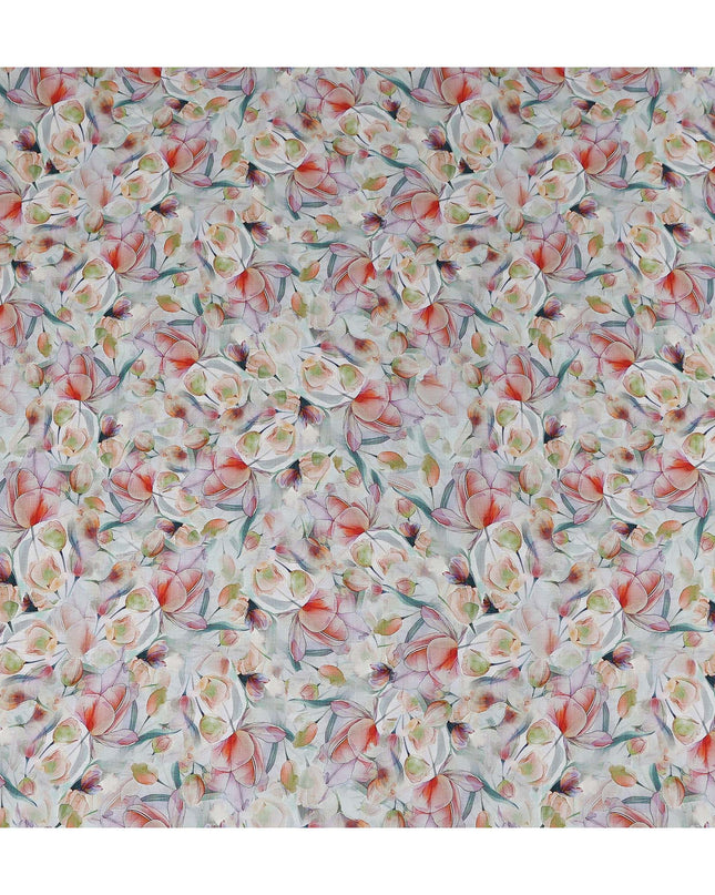 White Floral Viscose Crepe Fabric 110cm