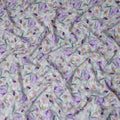 White Floral Viscose Crepe Fabric 110cm