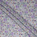 White Floral Viscose Crepe Fabric 110cm