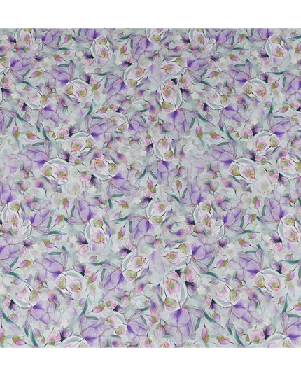 White Floral Viscose Crepe Fabric 110cm