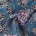 Blue Floral Viscose Crepe Fabric 110cm