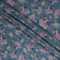 Blue Floral Viscose Crepe Fabric 110cm