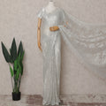 Platinum Silver French Chantilly Lace Saree