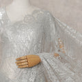 Platinum Silver French Chantilly Lace Saree