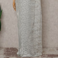 Platinum Silver French Chantilly Lace Saree