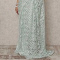 Mint Green Premium French Metallic Chantilly Saree Lace, 5.5 Mtrs Length, 110 Cms Width, Made in France-D24440