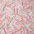 White Pink Abstract Print Pure Silk Satin Fabric, 140 Cms Width, South Korea-D25226